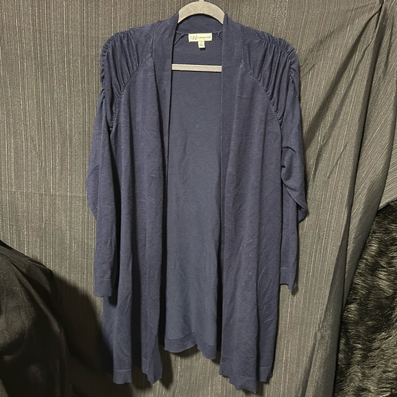 Neiman Marcus Ribbed Cardigan Navy Blue Sweater Women Size 2X /‎ H-110 - Picture 1 of 8